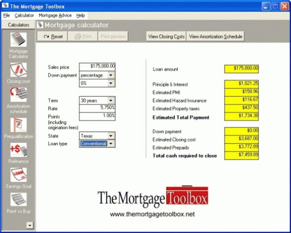 MortgageTools Professional Screenshot