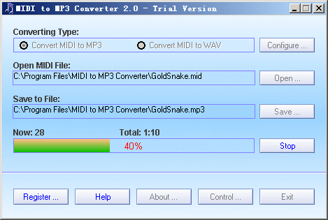 MIDI to MP3 Converter Screenshot