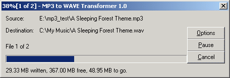MP3 To Wave Transformer Screenshot