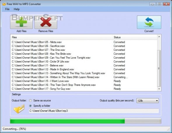 Free WAV to MP3 Converter Screenshot