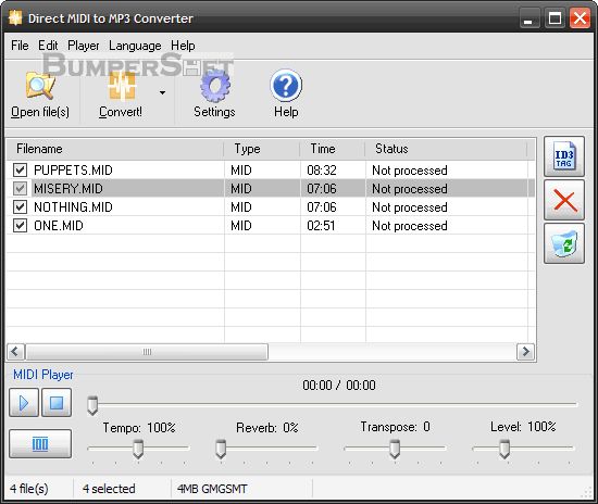 Direct MIDI to MP3 Converter Screenshot