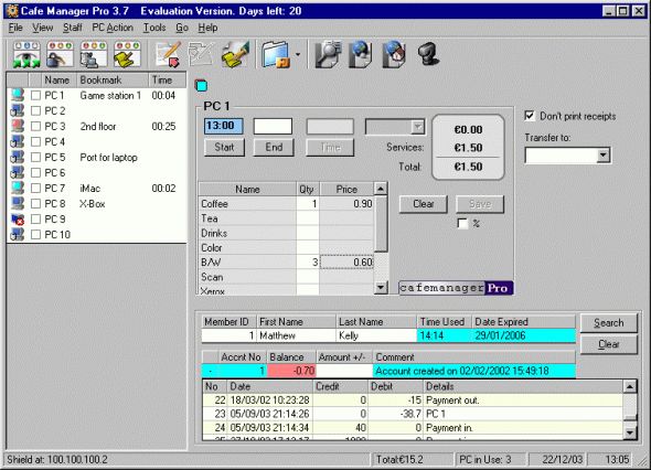 Cafe Manager Pro for Internet Cafes Screenshot