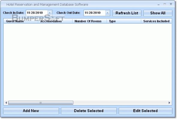 Hotel Reservation and Management Database Software Screenshot