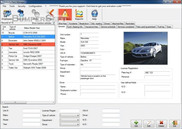 Vehicle Fleet Manager Screenshot
