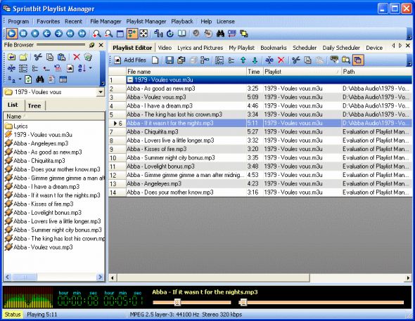Sprintbit Playlist Manager Screenshot