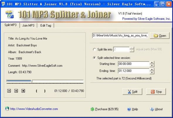 101 MP3 Splitter & Joiner Screenshot