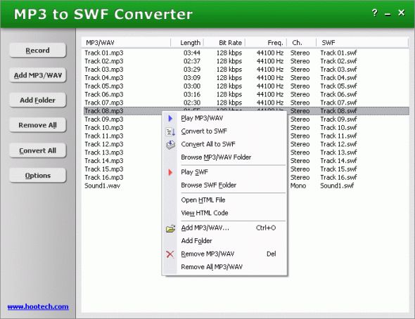 MP3 to SWF Converter Screenshot