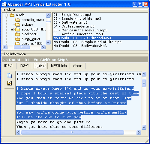 Abander MP3 Lyrics Extractor Screenshot