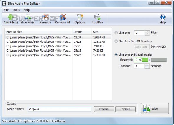 Slice Audio File Splitter Screenshot