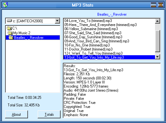 MP3 Stats Screenshot