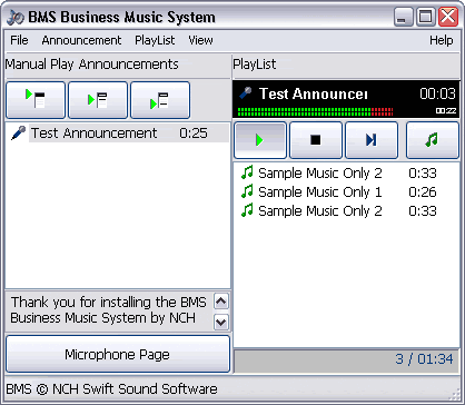 BMS Business Music System Screenshot