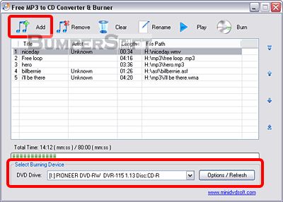 Free MP3 to CD Converter & Burner Screenshot