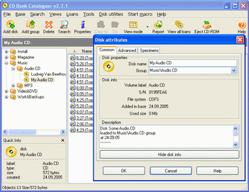 CD Bank cataloguer Screenshot