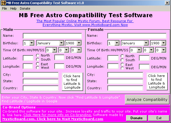 MB Free Astro Compatibility Test Software Screenshot