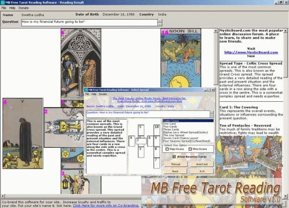 MB Free Tarot Reading Software Screenshot