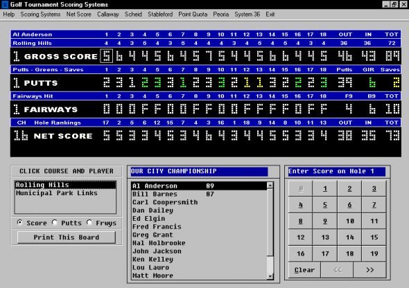 Golf Tournament Scoring Systems Screenshot