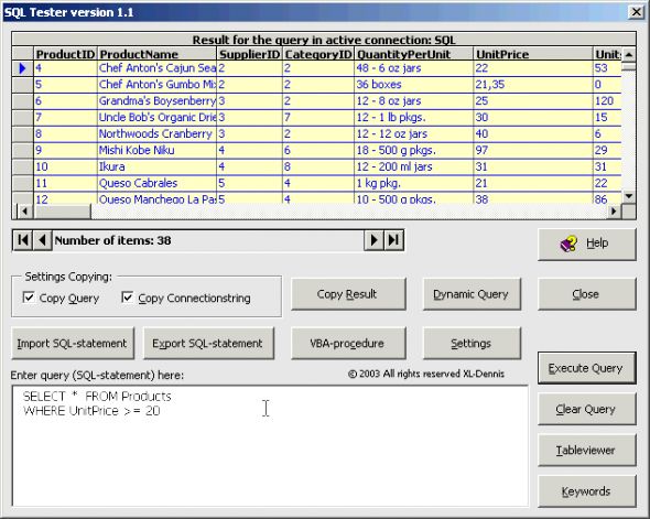 SQL Tester Screenshot