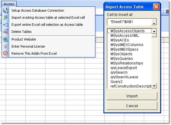 Excel to MySQL Import, Export & Convert Screenshot
