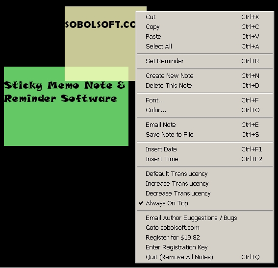 Sticky Memo Note & Reminder Software Screenshot
