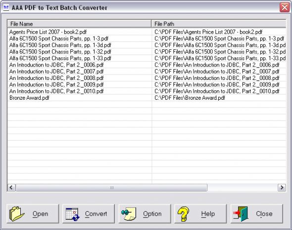 AAA PDF to Text Batch Converter Screenshot