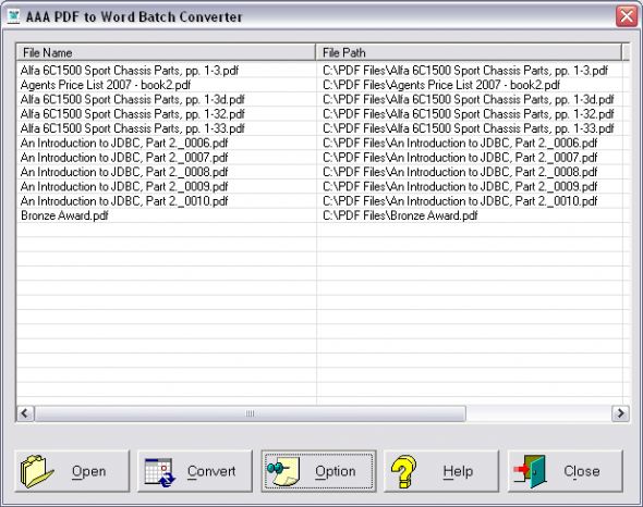 AAA PDF to Word Batch Converter Screenshot