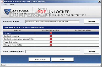 SysTools PDF Unlocker Screenshot