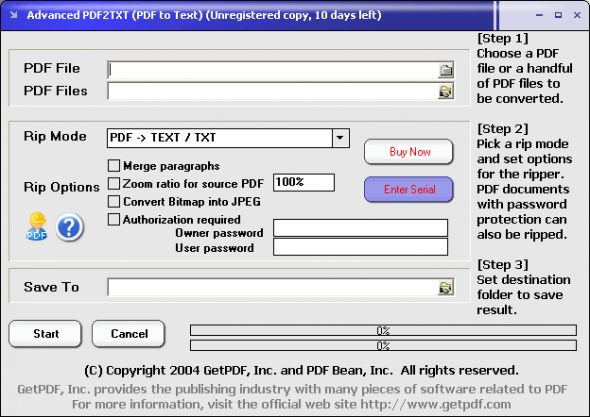 Advanced PDF2TXT (PDF to Text) Screenshot
