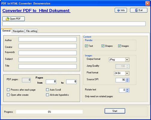 PDF to HTML Converter Screenshot