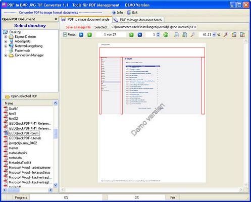 PDF To BMP JPG TIF Converter Screenshot