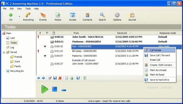 PC 2 Answering Machine - Professional Edition Screenshot