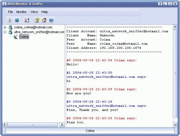 MSN Monitor & Sniffer Screenshot