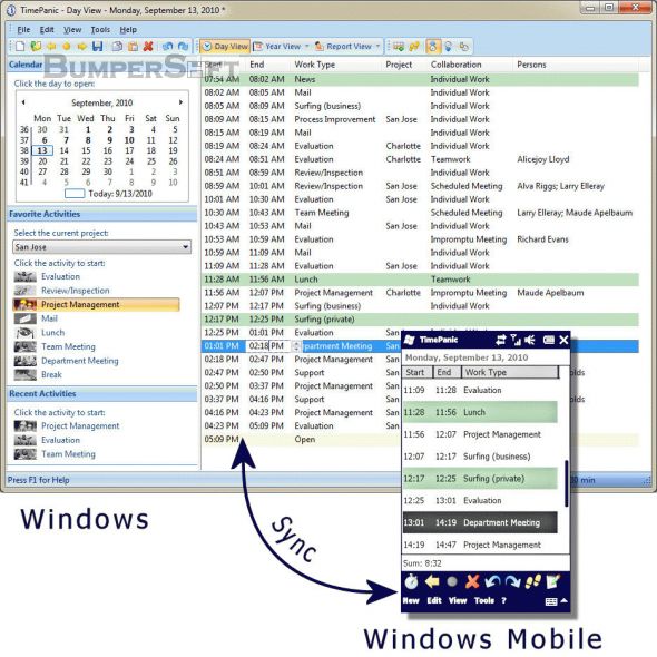 TimePanic for Windows and Pocket PC Screenshot