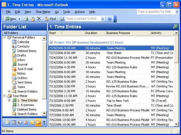 Time Meter for Microsoft Outlook Screenshot