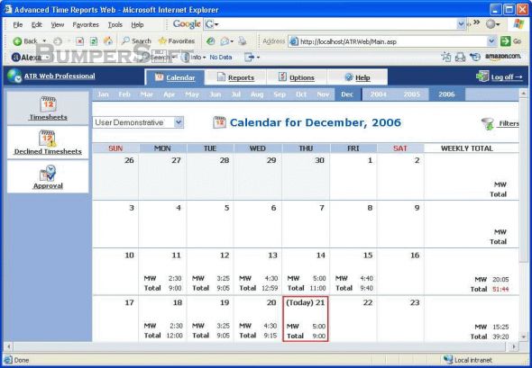Advanced Time Reports Web Professional Screenshot
