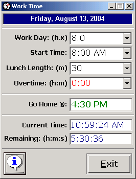 Work Time Calculator Screenshot