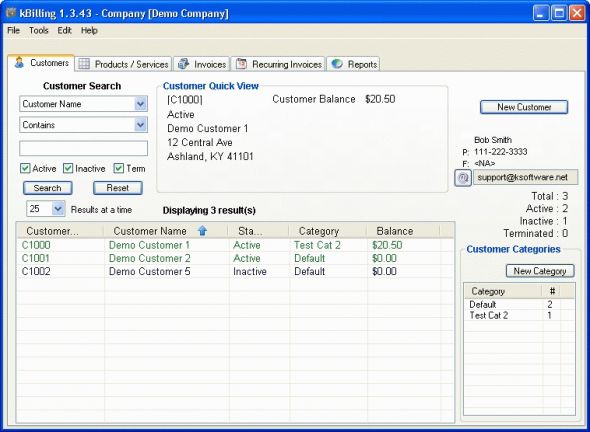 kBilling - Invoice Software Screenshot