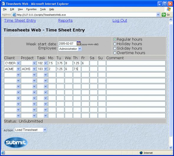 CyberMatrix Timesheets Web Screenshot