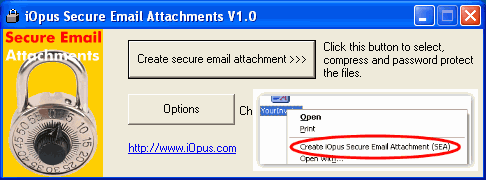 iOpus Secure Email Attachments (SEA) Screenshot