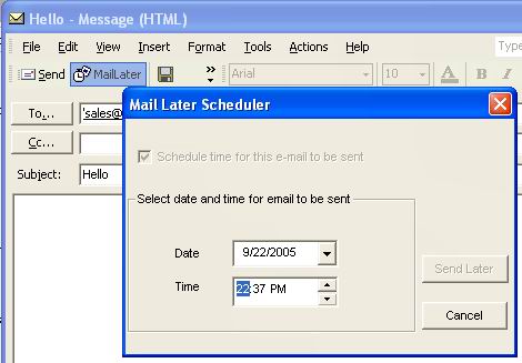 Mail Later Scheduler for Outlook Screenshot