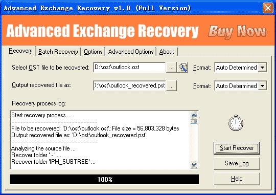 Advanced Exchange Recovery Screenshot