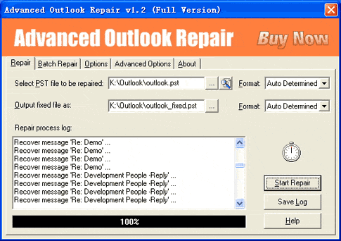 Advanced Outlook Repair Screenshot
