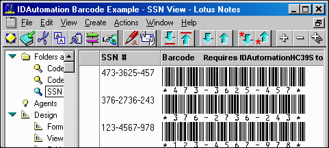 Barcode LotusScript for Lotus Notes and Approach Screenshot