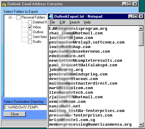 Outlook Extractor Screenshot