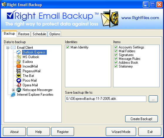Right Email Backup Screenshot