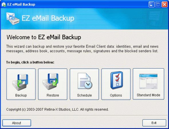 EZ eMail Backup Screenshot