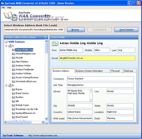 SysTools WAB Converter Screenshot