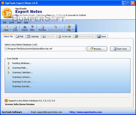 SysTools Export Notes Screenshot