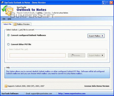SysTools Outlook to Notes Screenshot