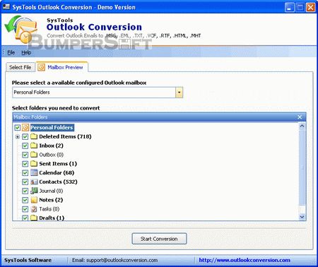 SysTools Outlook Conversion Screenshot