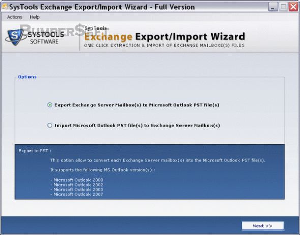 SysTools Exchange Export/Import Wizard Screenshot